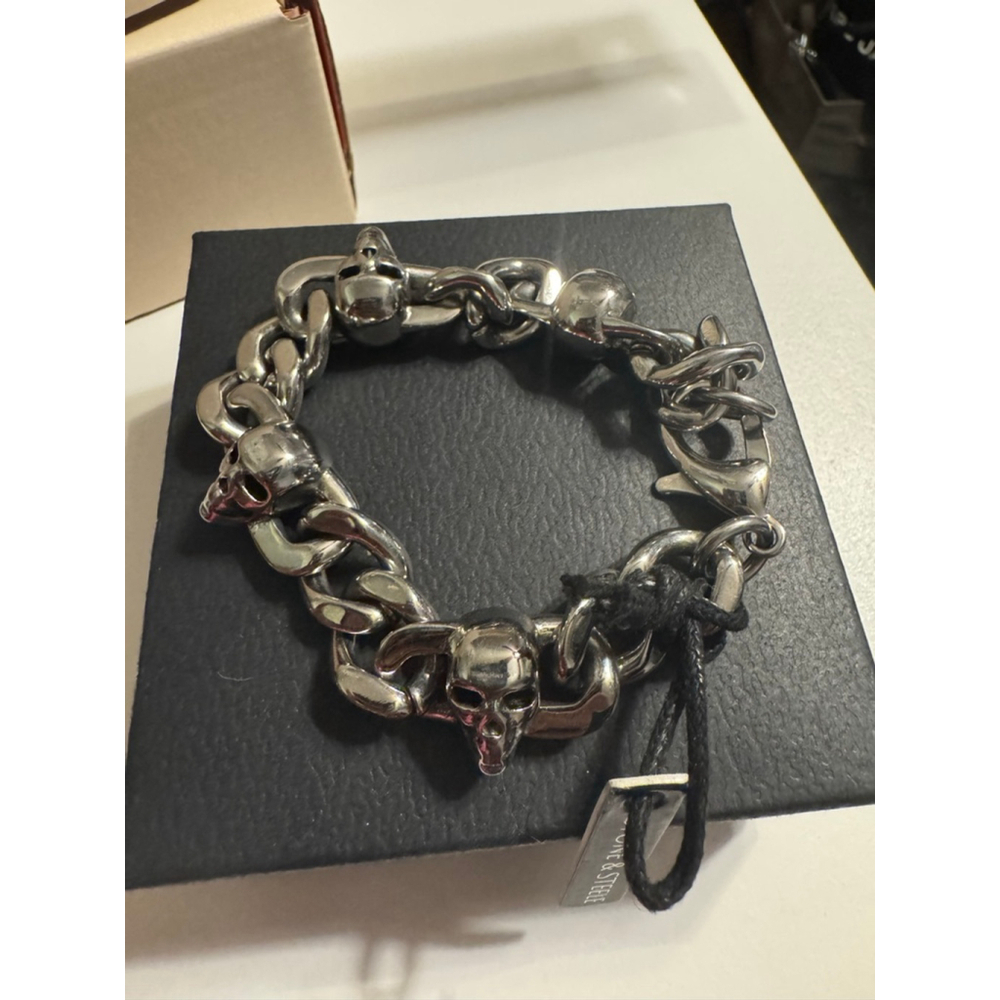 Stone & Steele Stainless Steel Skull Chunky Chain Unisex dark biker bracelet